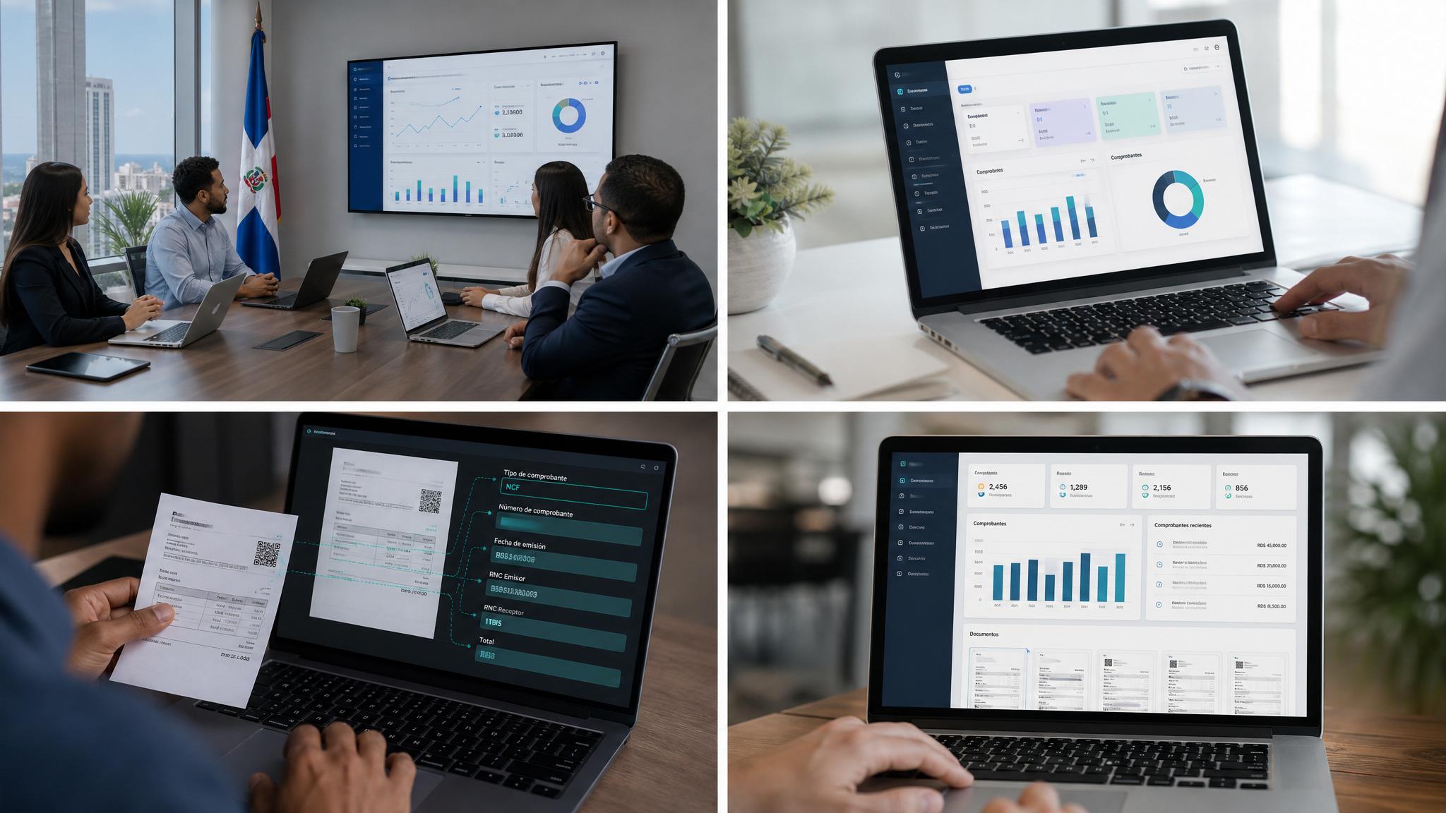 Equipo usando tecnología empresarial Nuborix